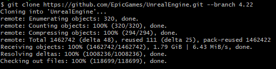 The output after cloning