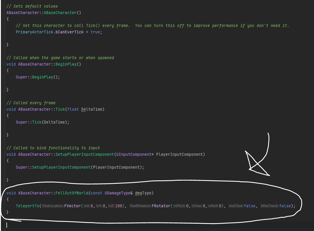 ACharacter with FellOutOfWorld - CPP File