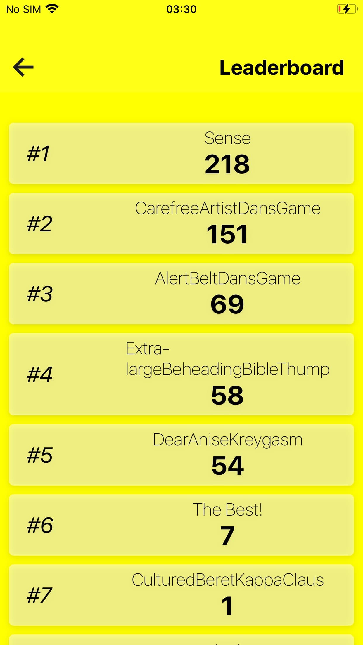 iOS Leaderboard